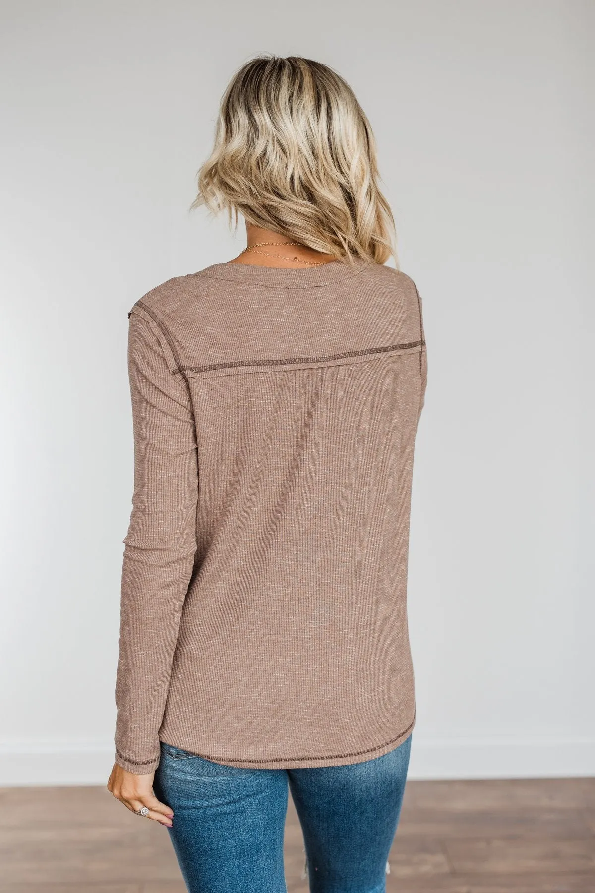 Fireside Memories Long Sleeve Top- Mocha