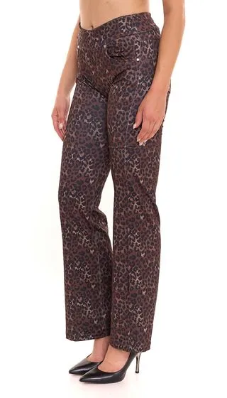 FREDDY N.O.W. Yoga Tech women's wide leg pants with leopard pattern 27699615 black/brown