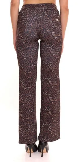 FREDDY N.O.W. Yoga Tech women's wide leg pants with leopard pattern 27699615 black/brown