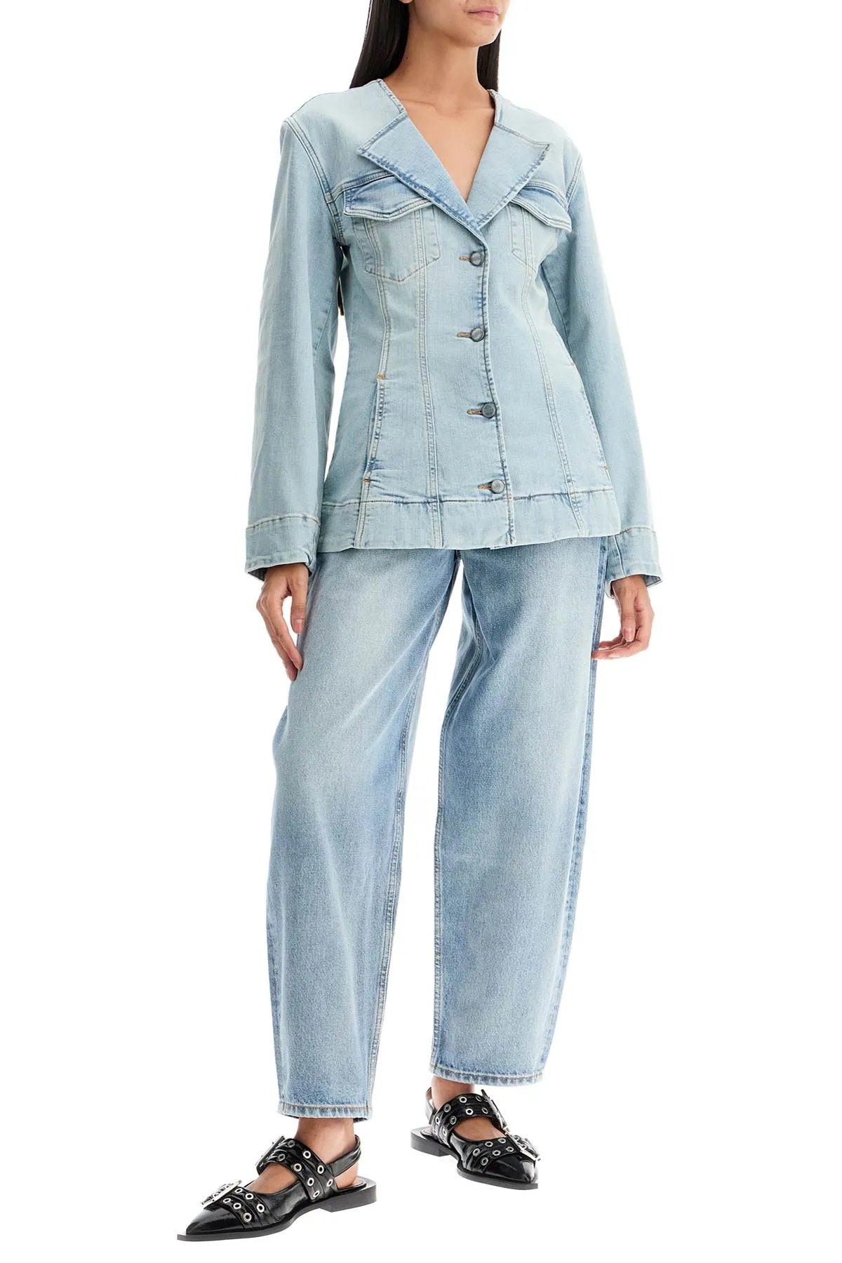 GANNI    Ganni Organic Denim Tapered Jeans In Eight