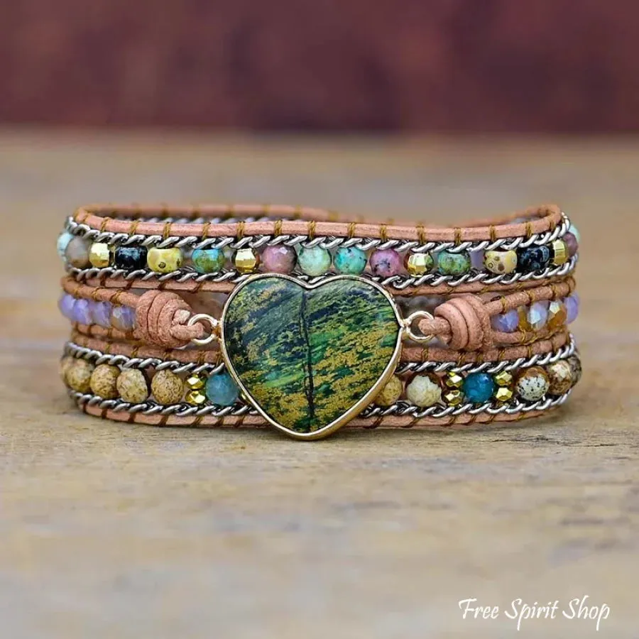 Handmade Green Emperor Stone Wrap Bracelet