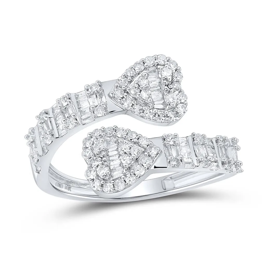 Heart Wrap Baguette Diamond Ring 5/8cttw 10K Gold