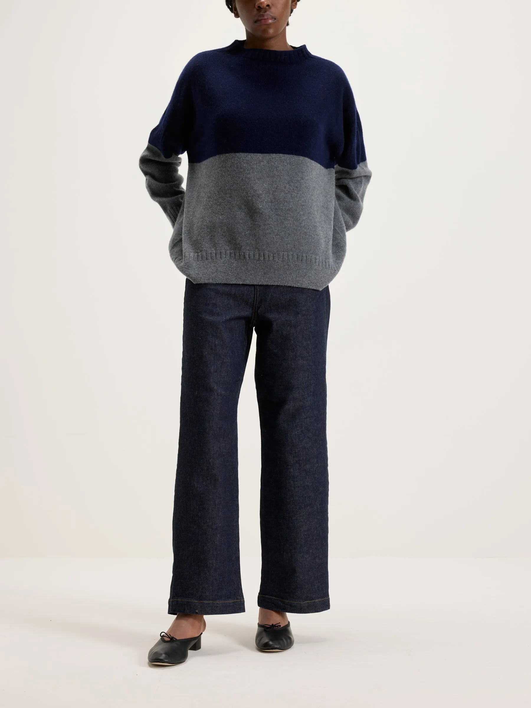 HERIOT MOCK NECK SWEATER (242 / W / NAVY)