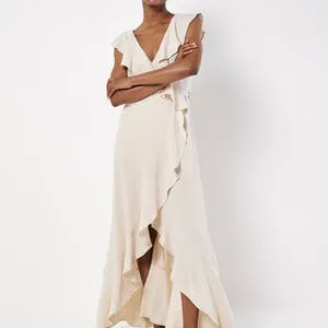 Hi-Lo Linen Ruffle Wrap