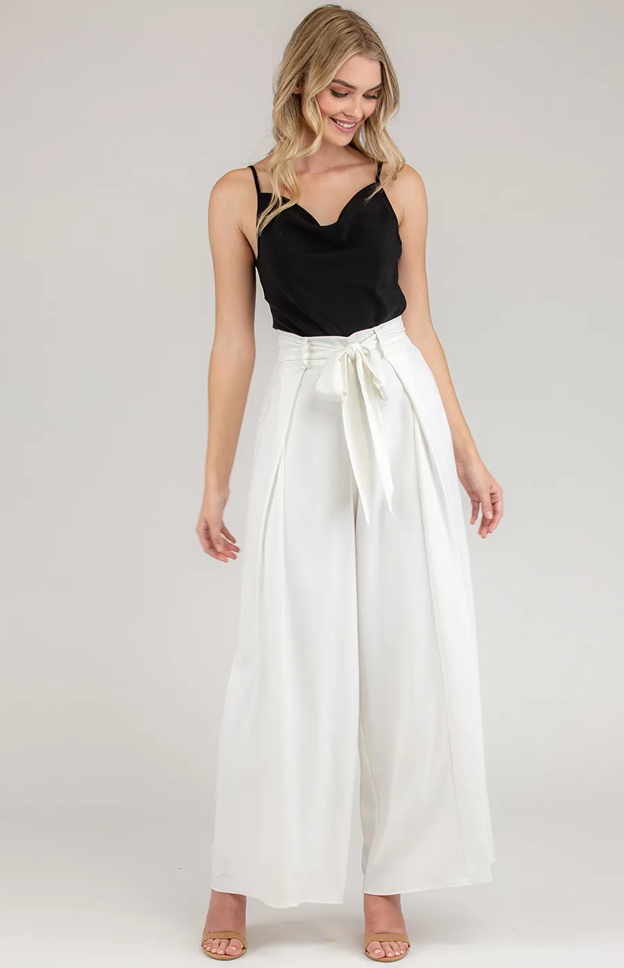 High Waist Pleated Wide Leg Pants (SPA339A)