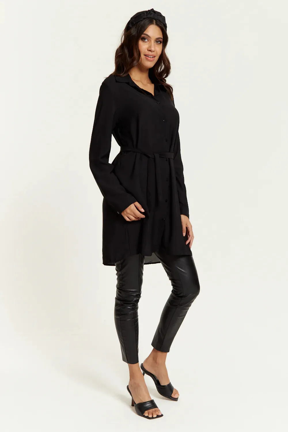 Hoxton Gal Oversized Belt Detailed Shirt Tunic