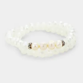 iLLASPARKZ Freshwater Pearl Accented Beaded Wrap Stretch Bracelet