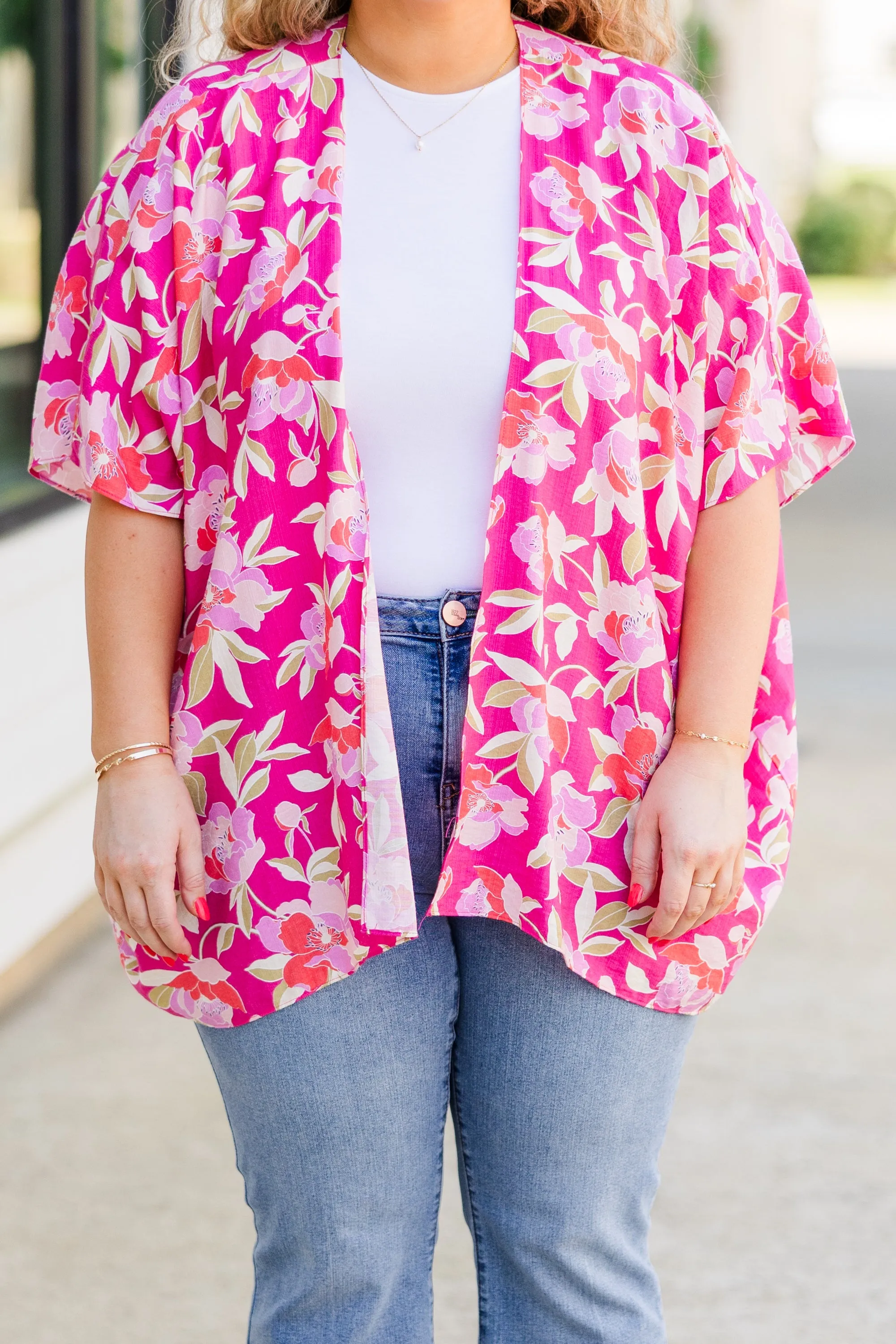 Island Breeze Kimono, Pink Floral