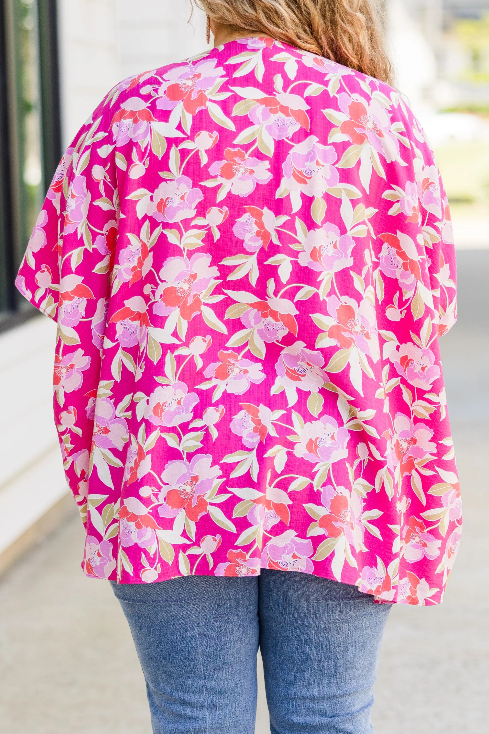 Island Breeze Kimono, Pink Floral