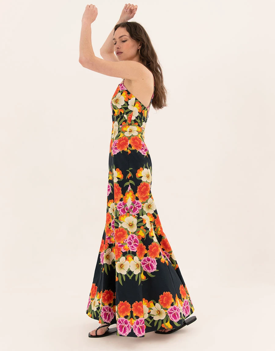 --Jalisa Cotton Maxi Dress  Vila Floral Black-