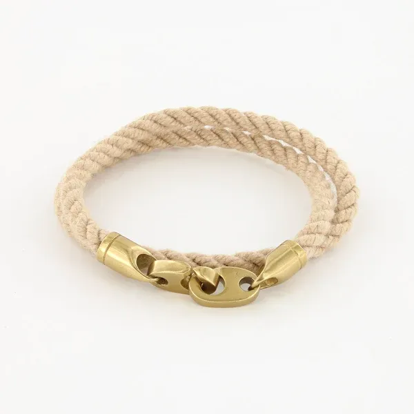 JOURNEY DOUBLE WRAP ROPE BRACELET - WHEAT + MATTE BRASS BRUMMELS