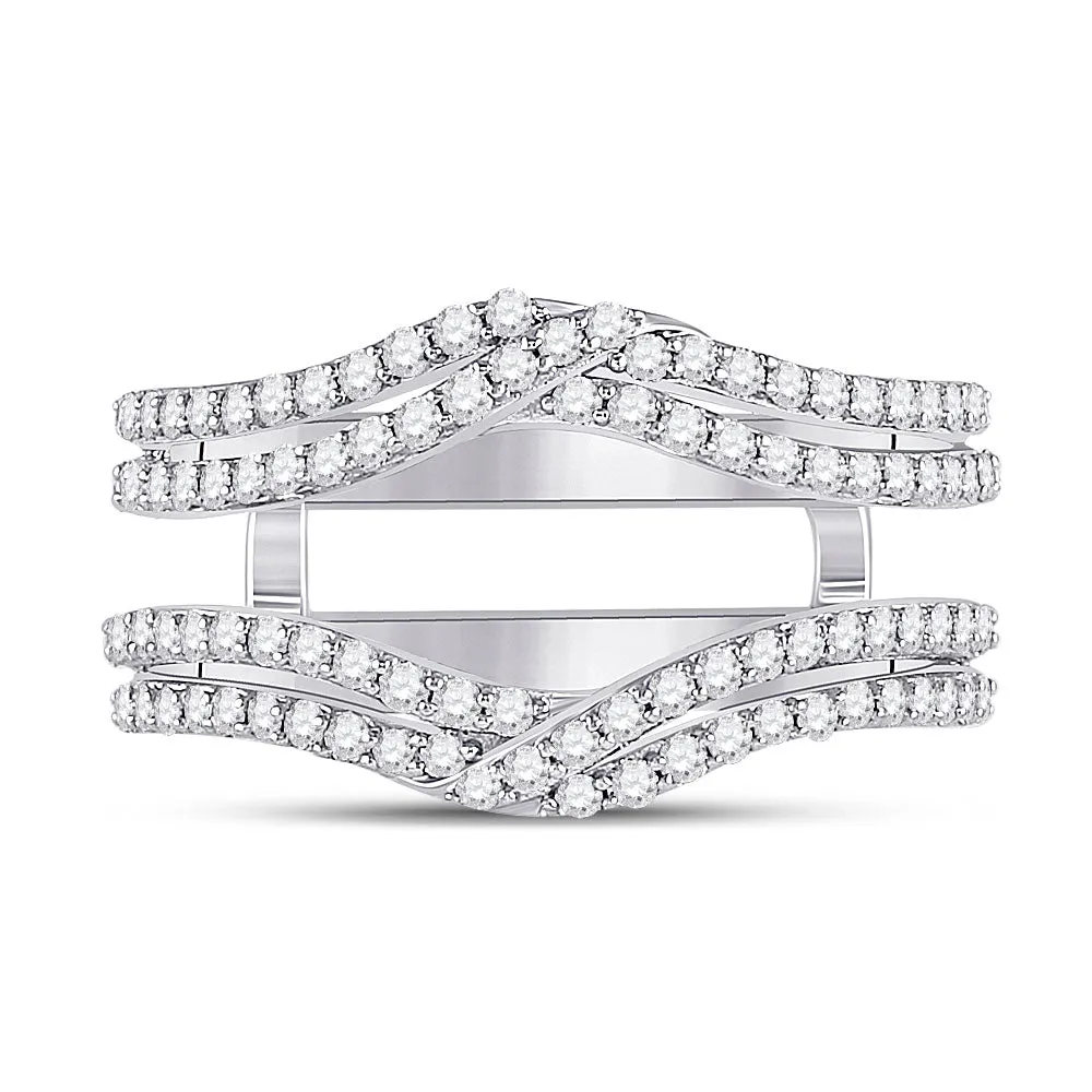 Keene Jewelers 14kt White Gold Womens Round Diamond Wedding Wrap Ring Guard Enhancer 3/4 Cttw