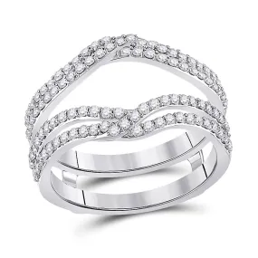 Keene Jewelers 14kt White Gold Womens Round Diamond Wedding Wrap Ring Guard Enhancer 3/4 Cttw