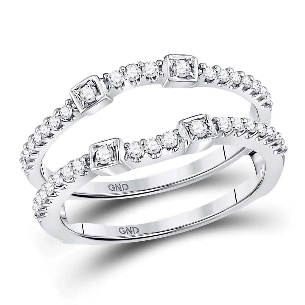 Keene Jewelers 14kt White Gold Womens Round Diamond Wrap Ring Guard Enhancer 1/3 Cttw