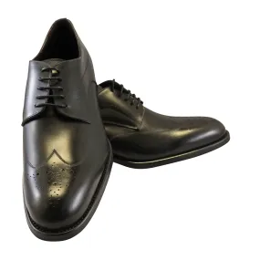 La Ferra Mens Black Italian made wingtip dress shoe KD6