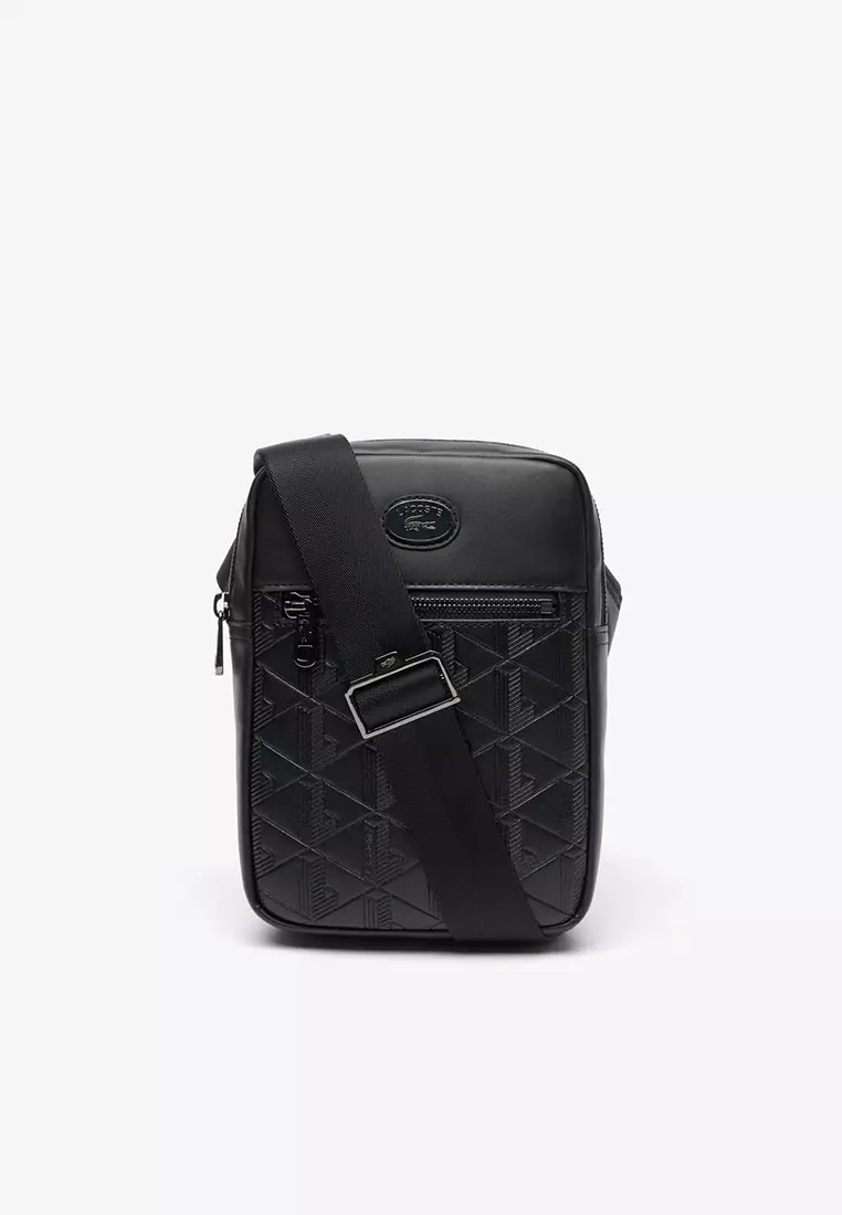 Lacoste Leather Monogram Print Vertical Satchel