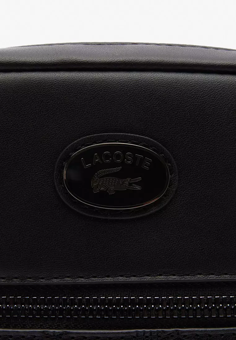 Lacoste Leather Monogram Print Vertical Satchel