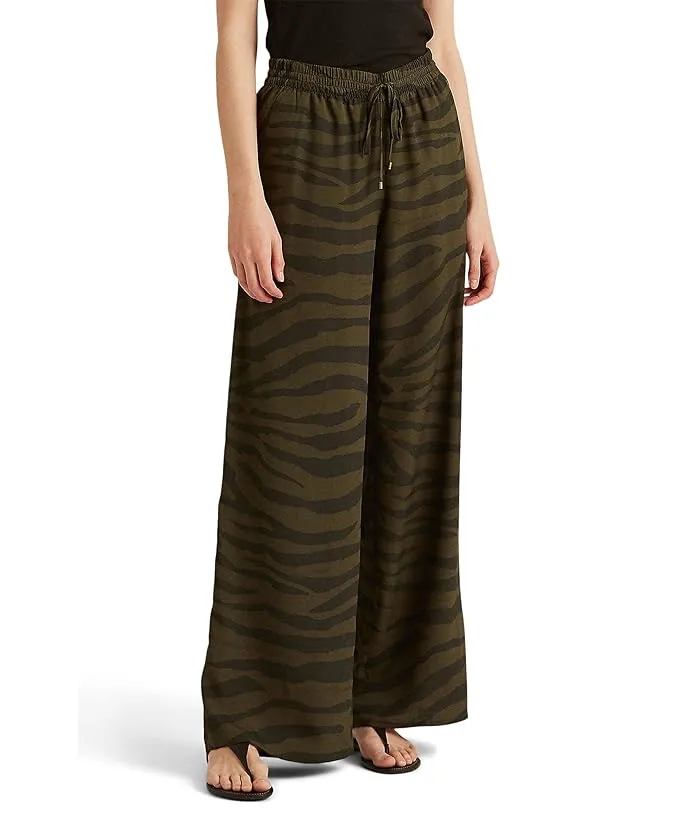 Lauren Ralph Lauren Petite Zebra-Print Crepe Wide-Leg Pants Women's