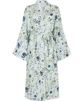 Lily and Lionel Women's White Corina Kimono Style Pressed Floral Print Robe In Blue