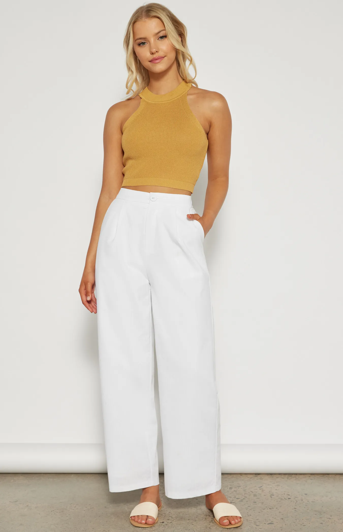 Linen Blend Wide Leg Pants (WPA265B)