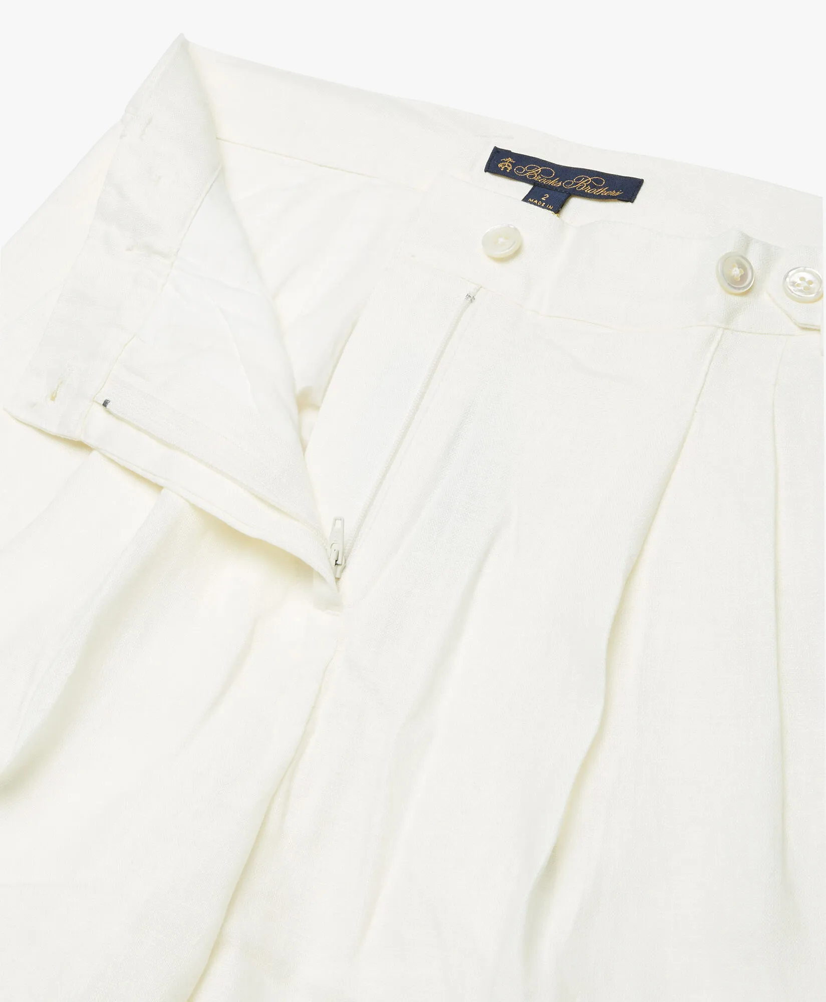 Linen Pleated Wide Leg Pants in White for Women | Brooks Brothers® UK