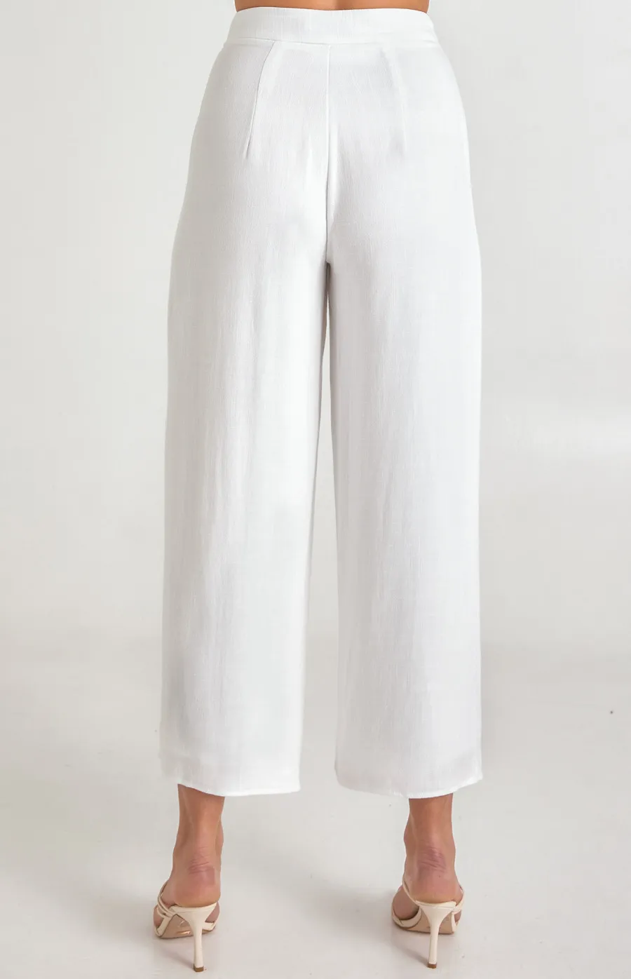 Linen Wide Leg Pants with Button Detail (SPA404A)