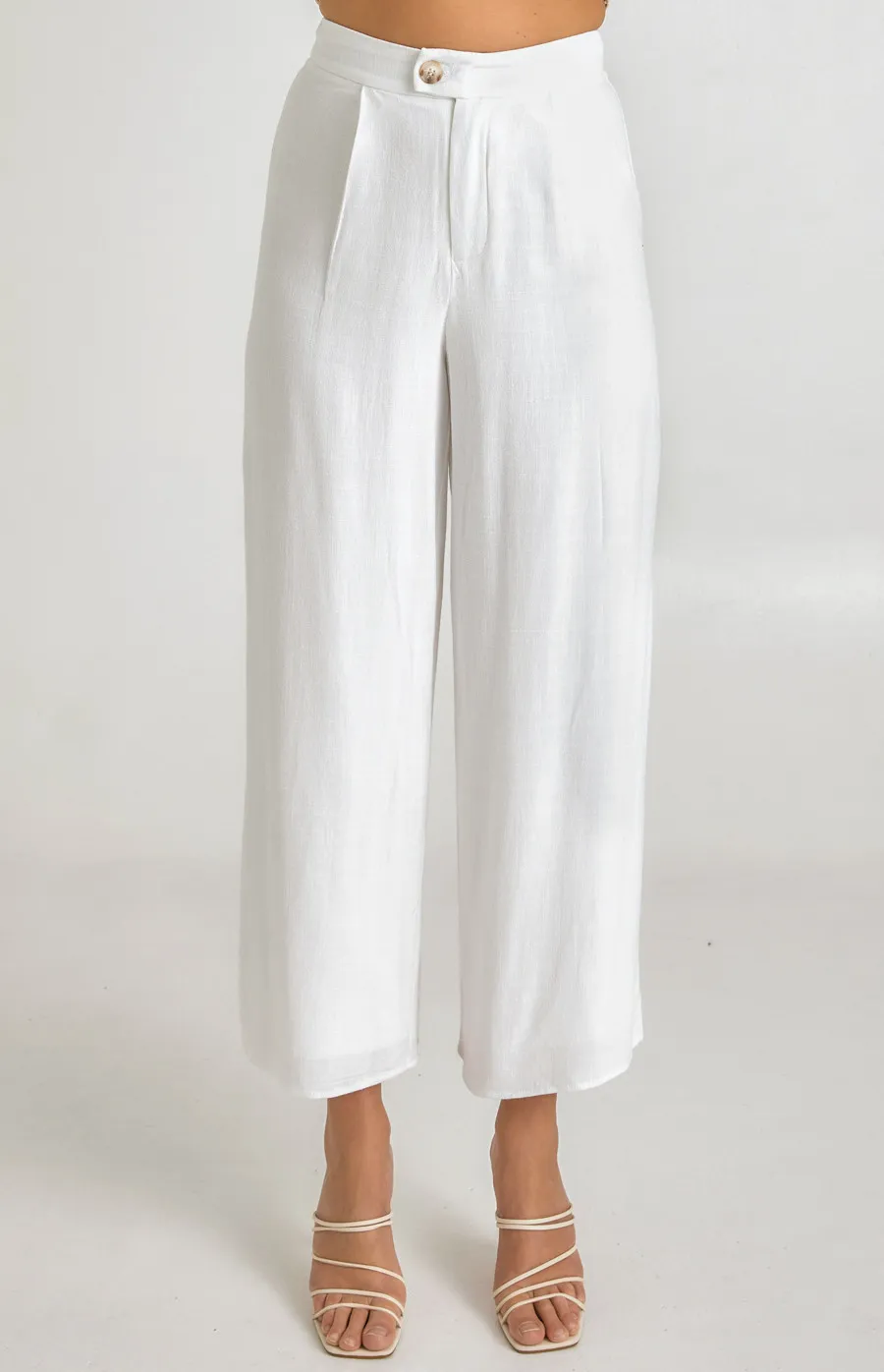 Linen Wide Leg Pants with Button Detail (SPA404A)