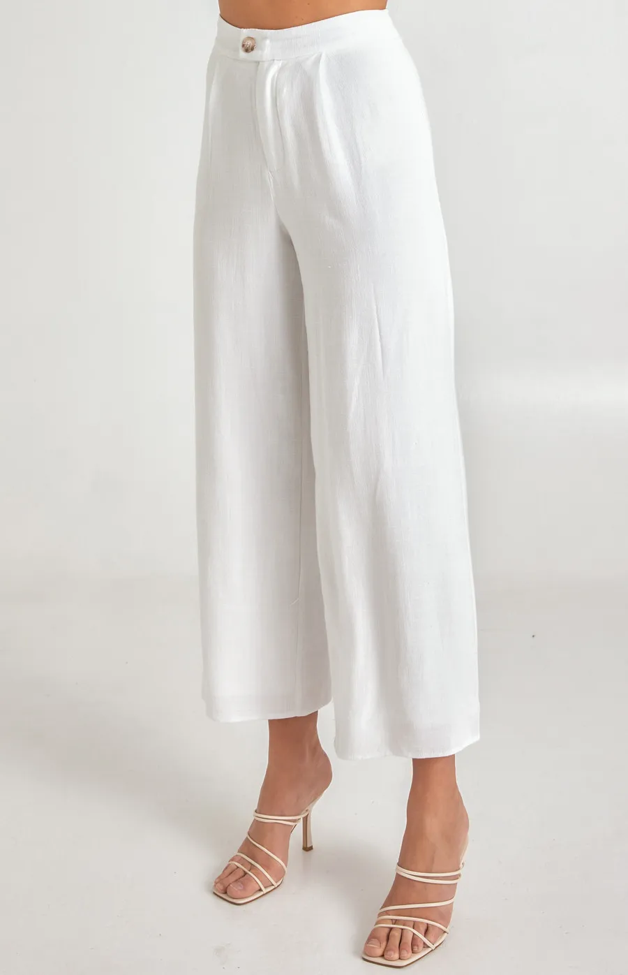 Linen Wide Leg Pants with Button Detail (SPA404A)