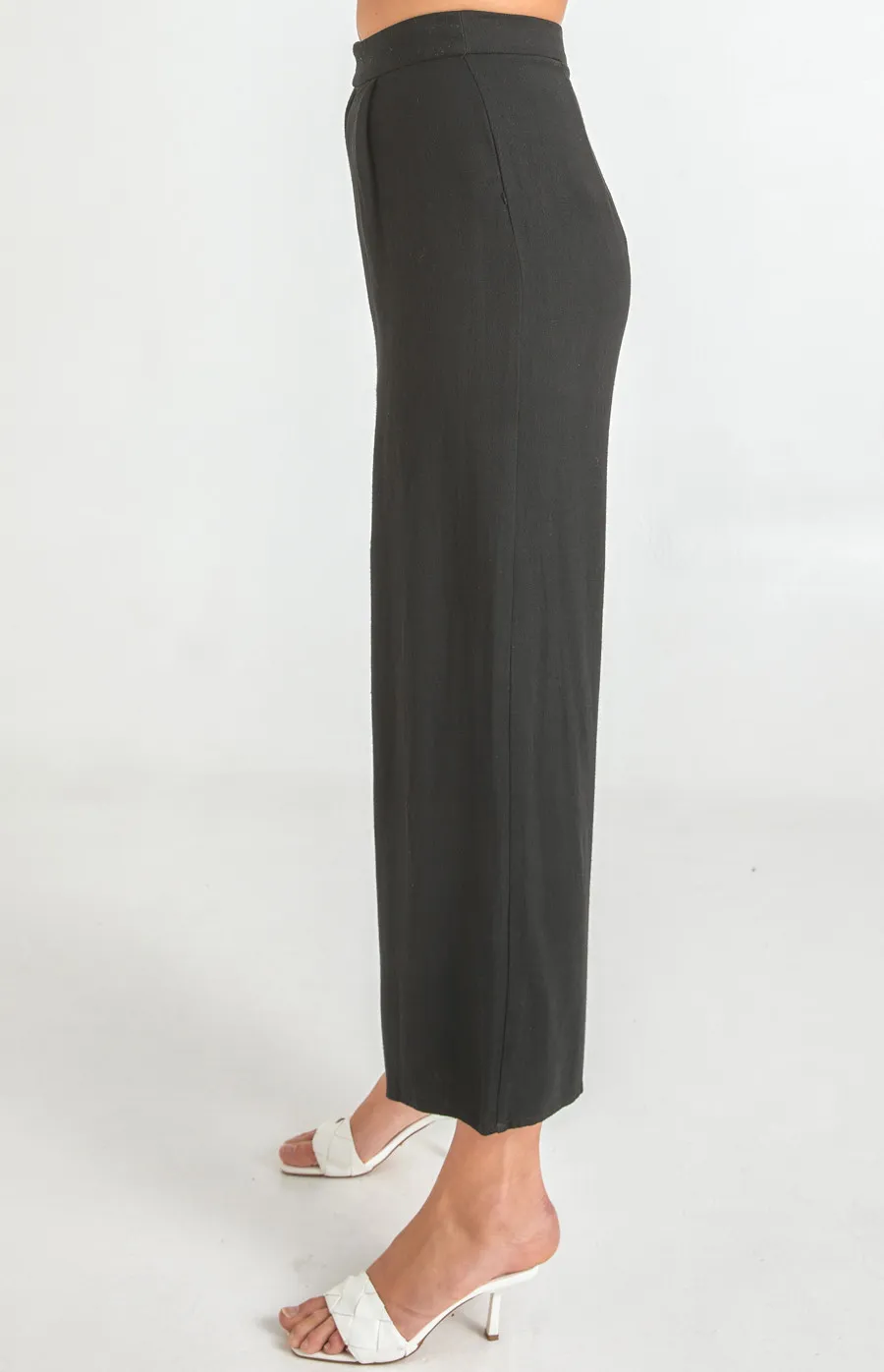 Linen Wide Leg Pants with Button Detail (SPA404A)