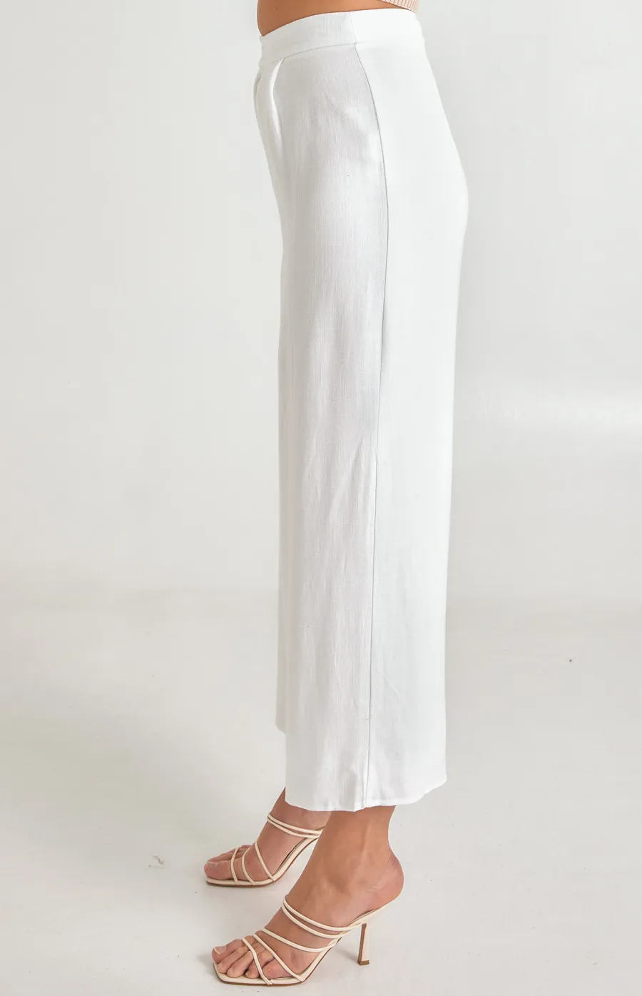 Linen Wide Leg Pants with Button Detail (SPA404A)