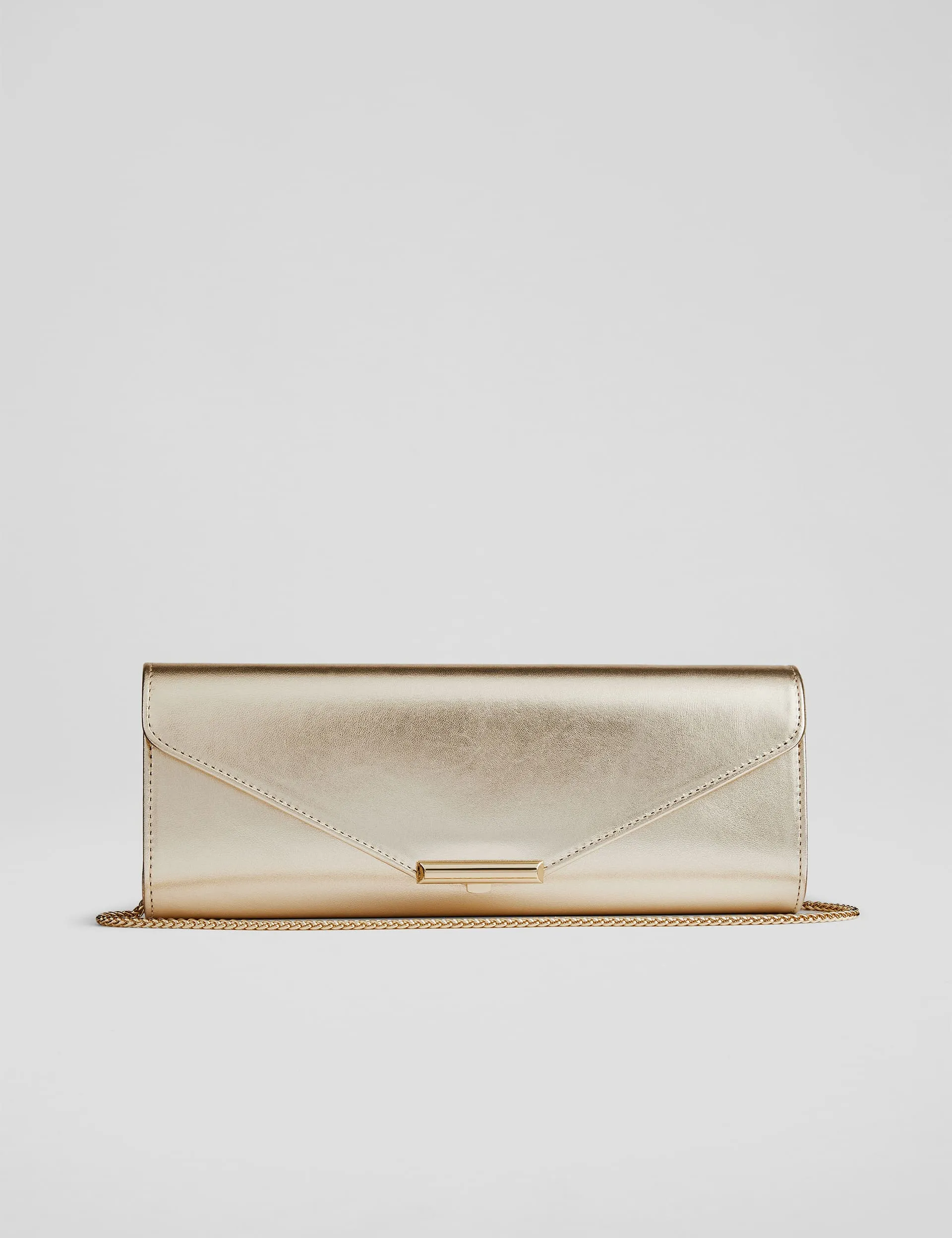 Lk Bennett Women's Leather Metallic Clutch Bag - Gold, Gold