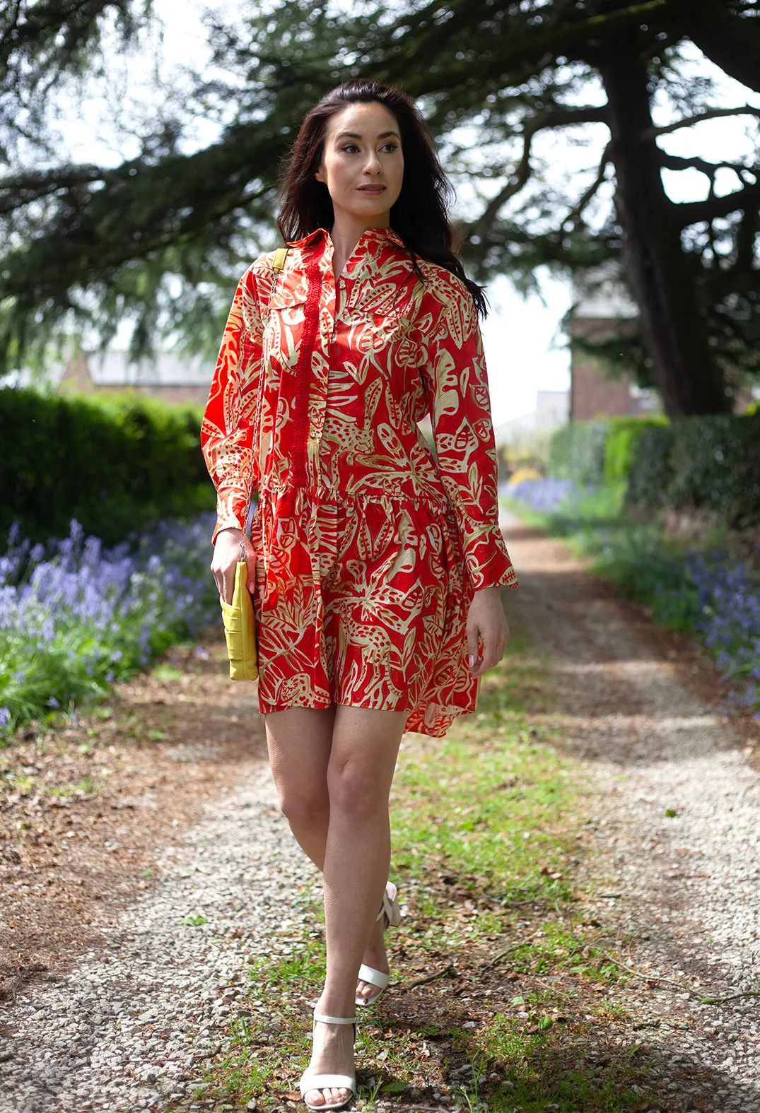 Long Sleeved Shirt Dress in Leo Print