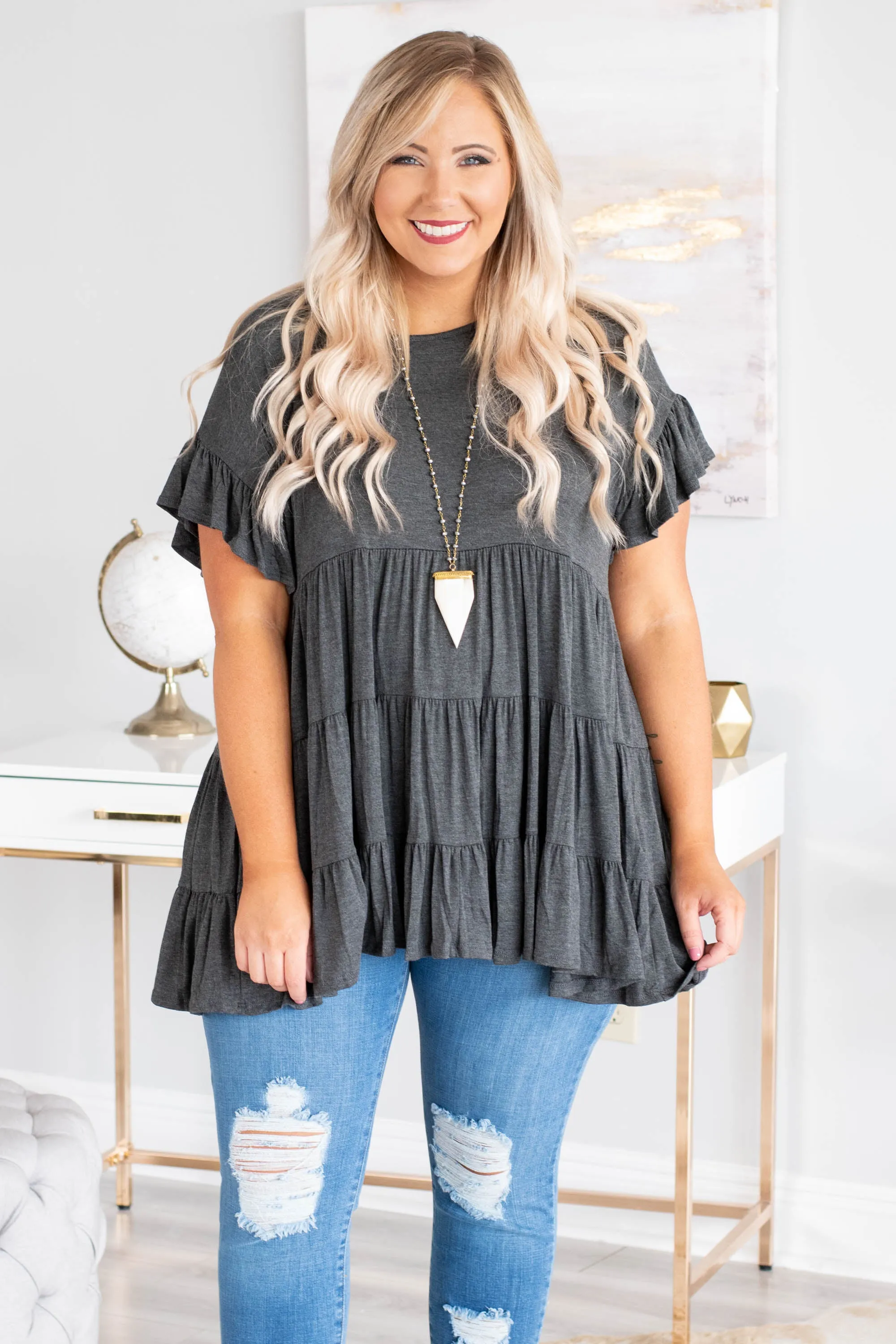 Love And Honey Tunic, Charcoal