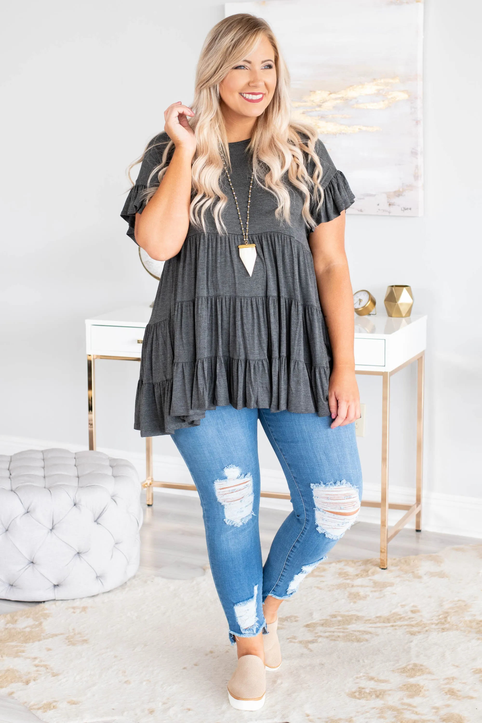 Love And Honey Tunic, Charcoal