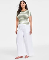 Macy's On 34th Women's Linen-Blend High-Rise Wide-Leg Pants