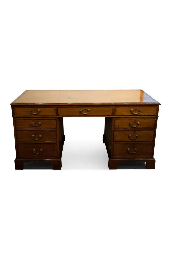 Mahogany Leather Topped Partners Desk, Mid 19th Century