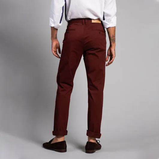 Mahogany Timber Burgundy Cotton Chinos