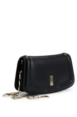 Matte-leather clutch bag with signature hardware