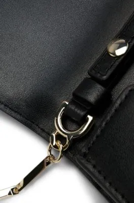 Matte-leather clutch bag with signature hardware