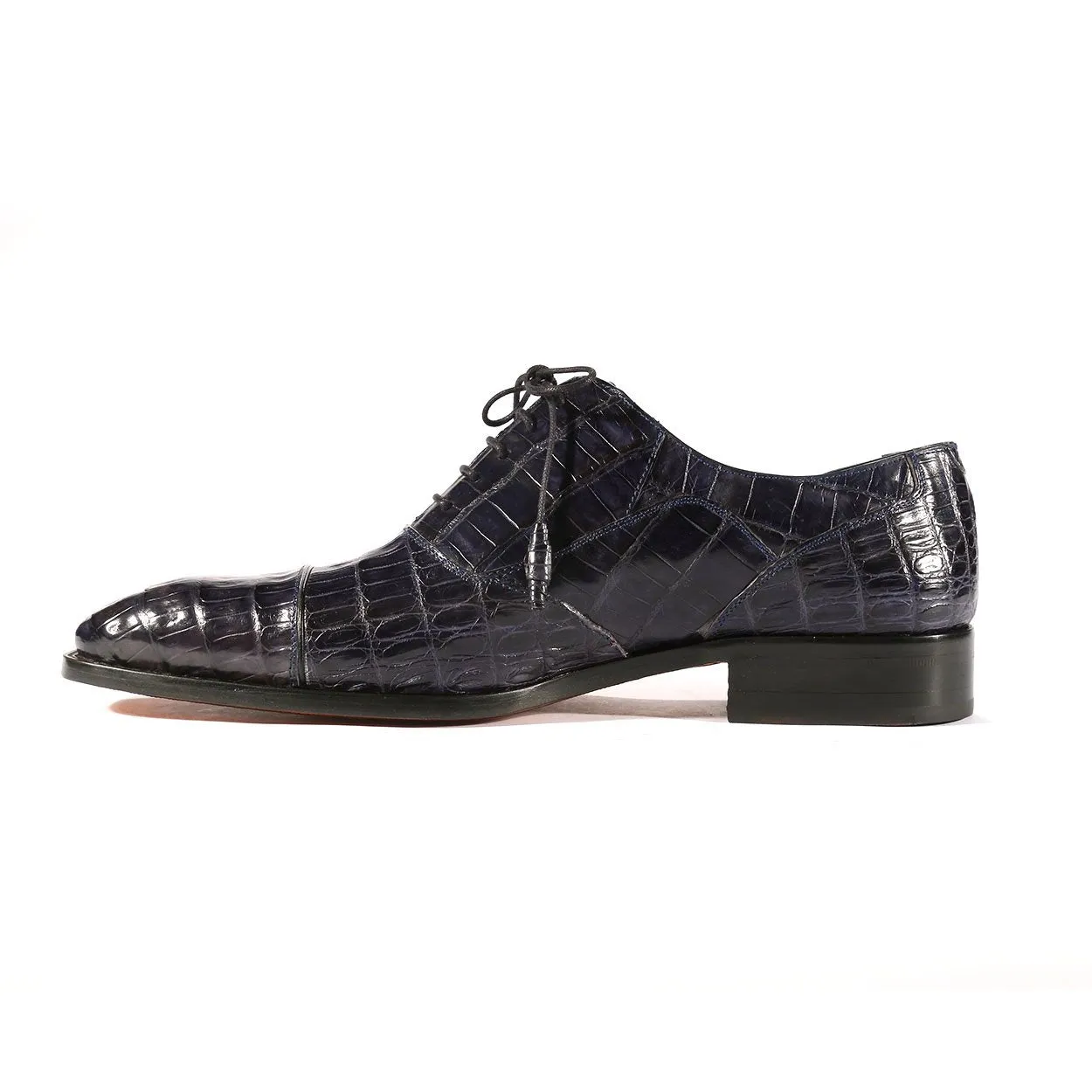 Mezlan 13993-F Dublin Men's Shoes Blue Genuine Crocodile Cap-Toe Oxfords (MZS3320)