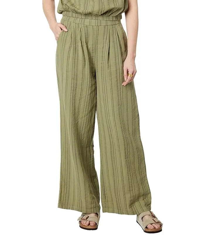 Mod-o-doc Tonal Stripe Gauze Relaxed Wide-Leg Pants