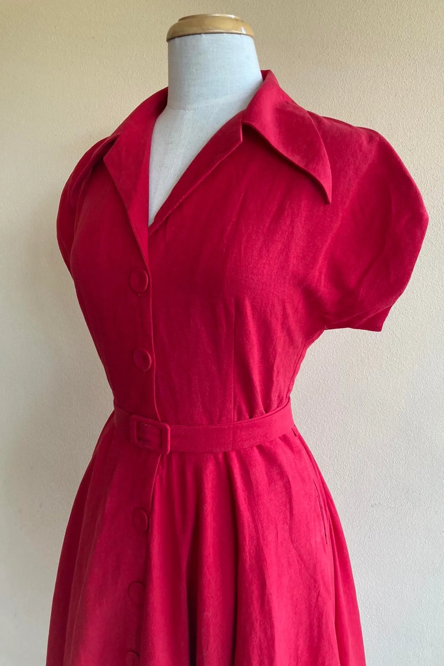 Naomi Red Linen Shirt Dress