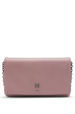 NAOMI x BOSS leather clutch bag with signature hardware