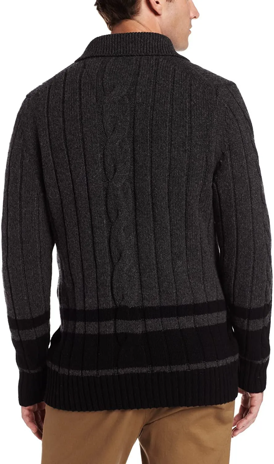 Nautica Men's Toggle Cable Sweater, Graphite Heather, Large