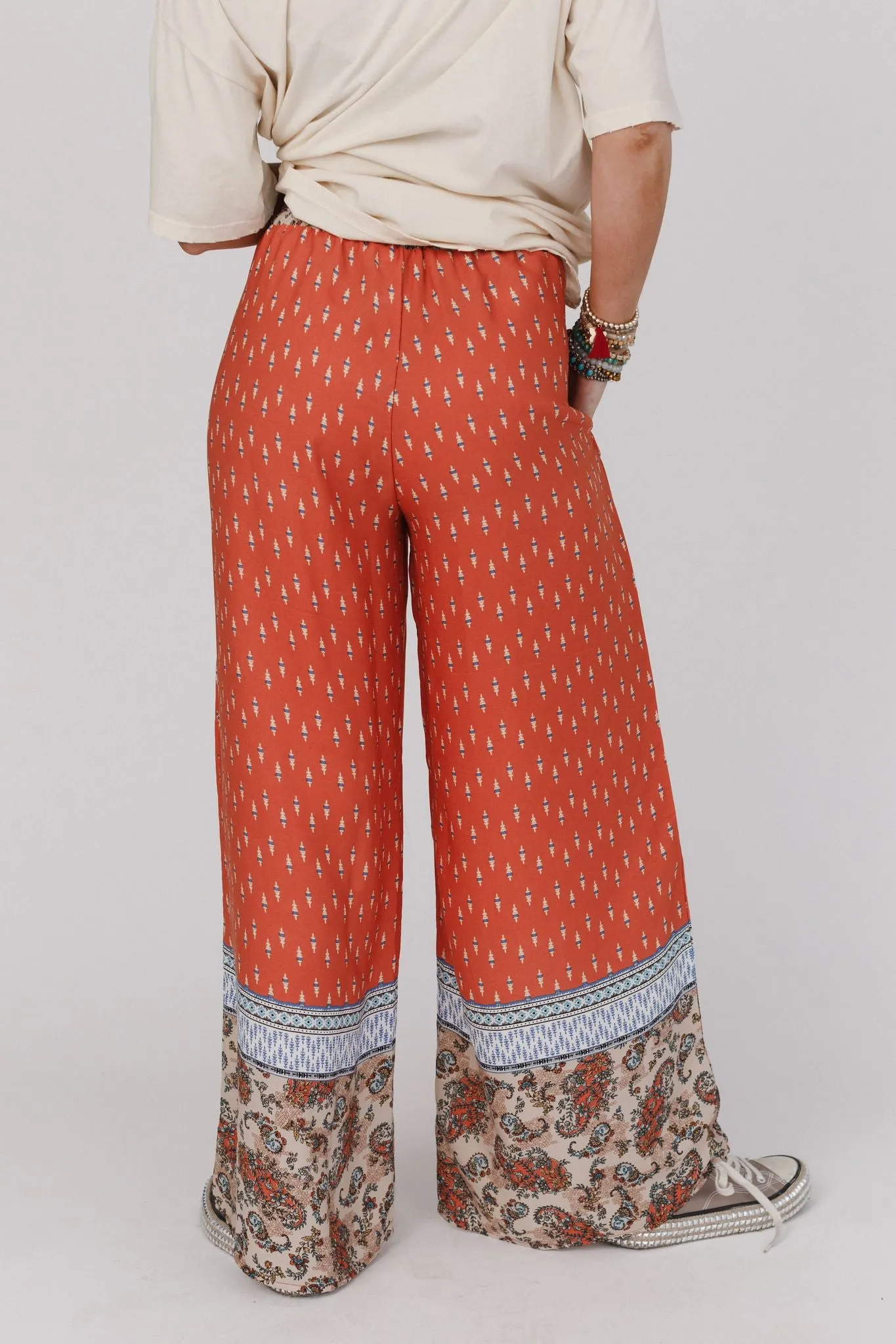 Nessie Wide Leg Drawstring Pant - Orange