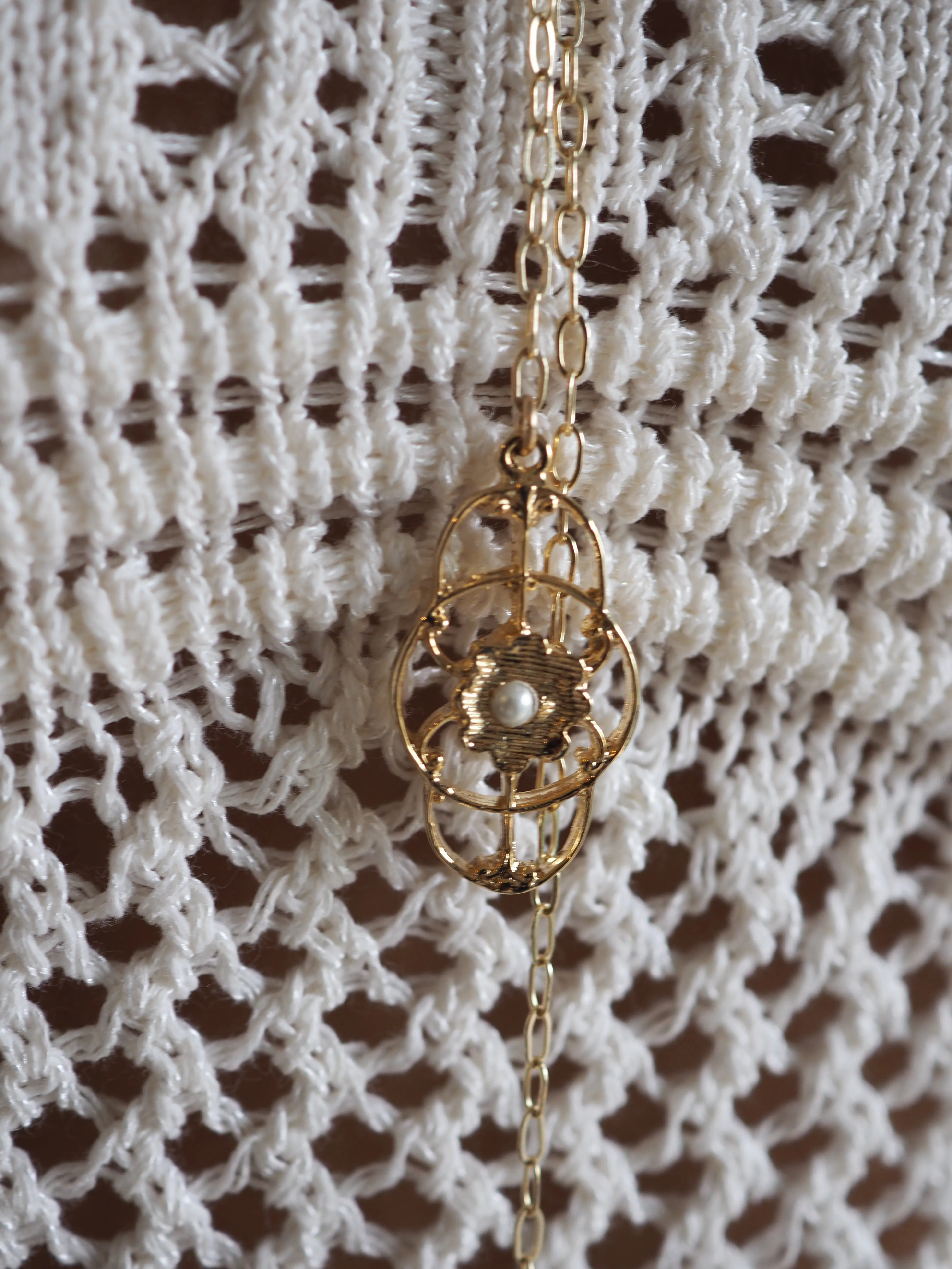 NOEY WRAP  FILAGREE - PEARL DROP NECKLACE