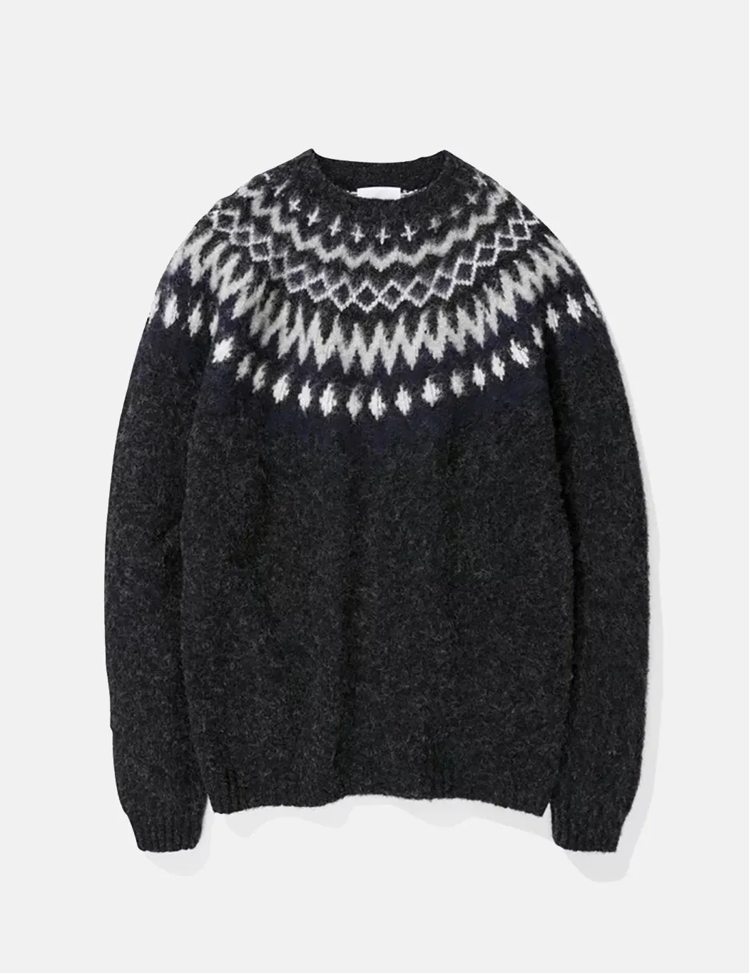 Norse Projects Birnir Fairisle Knitted Sweater - Charcoal Melange