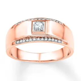 Now + Forever Men's Wedding Band 1/6 ct tw Diamonds 10K Rose Gold