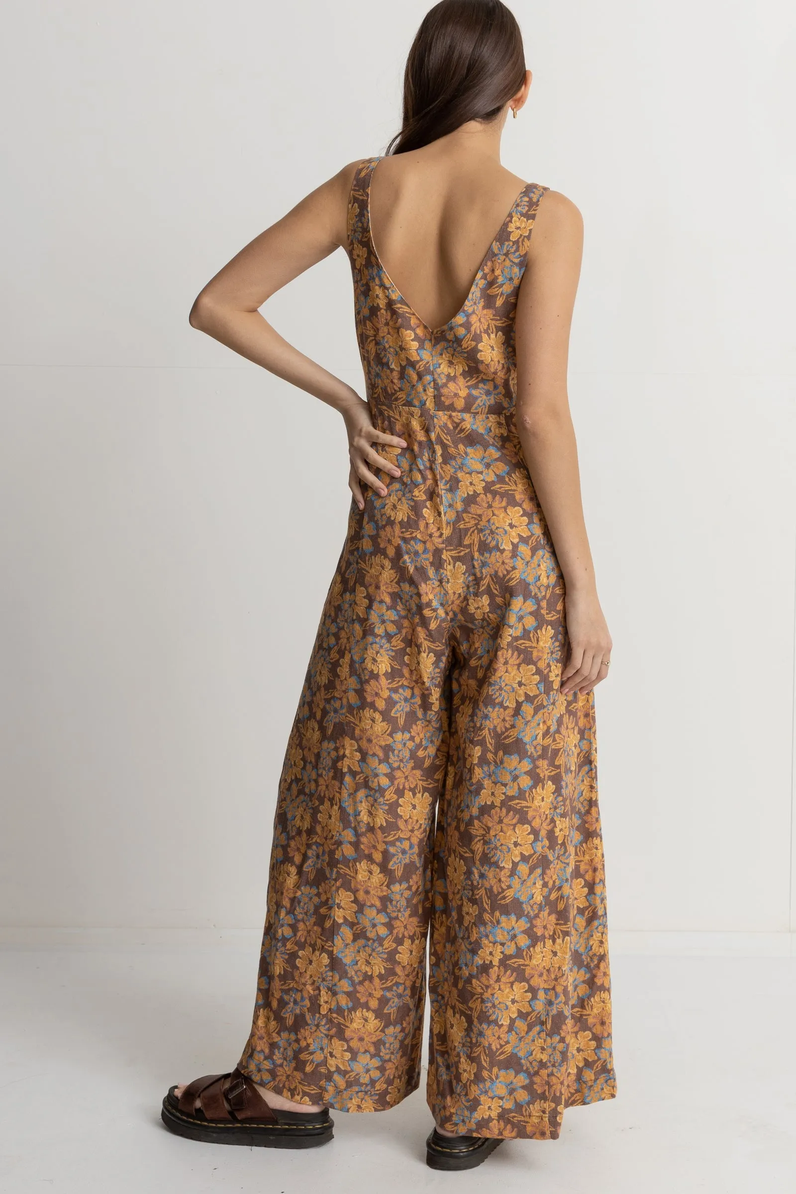 Oasis Floral Wide Leg Jumpsuit Chocolate