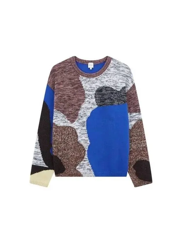 Overseas Station Season Big Chance 8 18 Color Block Wool Bokashi Sweater Blue 270099